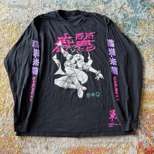 Nicki Minaj Chun-Li Queen Tour Long Sleeve Shirt XL Black Pink Kanji Graphic